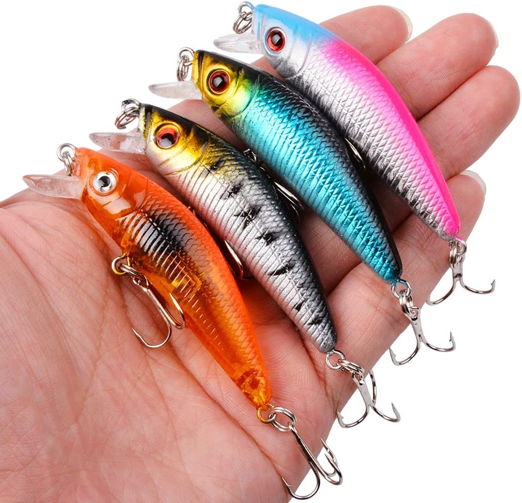 Fishing Lures Kit Mixed Including Minnow Popper Crank Baits with Hooks for Saltwater Freshwater Trout Bass Salmon Fishing - Image 5