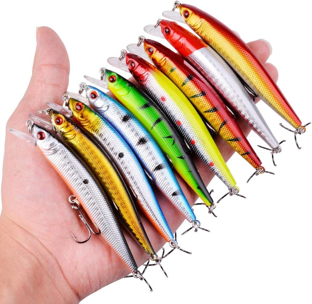 Fishing Lures Kit Mixed Including Minnow Popper Crank Baits with Hooks for Saltwater Freshwater Trout Bass Salmon Fishing - Image 6