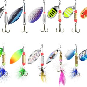TRUSCEND Swim or Jig Fishing Spinner Baits for Freshwater and Saltwater, Rooster Tail Fishing Lures for Trout Bass Walleye Crappie Salmon Pike, Blade Bait with Copper Blade