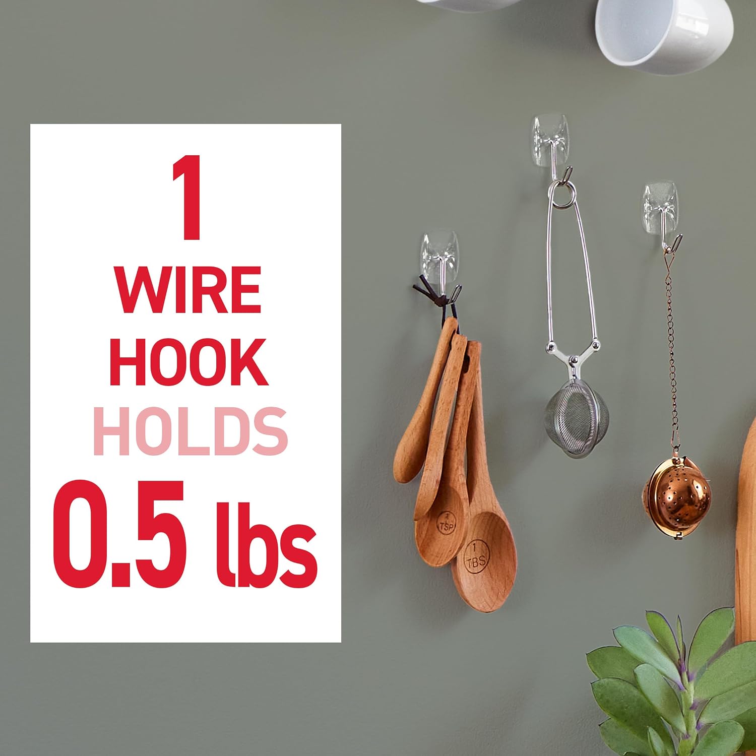 Command Small Clear Wire Hooks, 10 Hooks, 12 Strips | Damage-Free Hanging, No Tools Wall Hooks for Hanging Decorations in Living Spaces, Holds up to 0.5 lb - Image 3