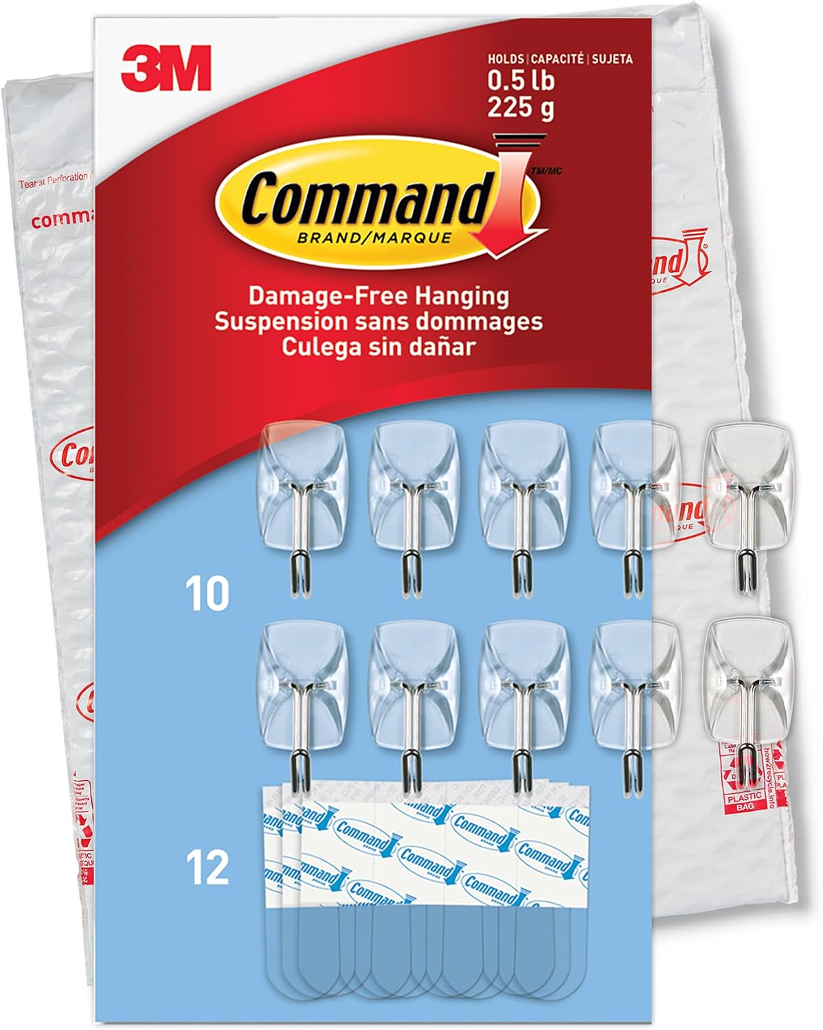 Command Small Clear Wire Hooks, 10 Hooks, 12 Strips | Damage-Free Hanging, No Tools Wall Hooks for Hanging Decorations in Living Spaces, Holds up to 0.5 lb - Image 10