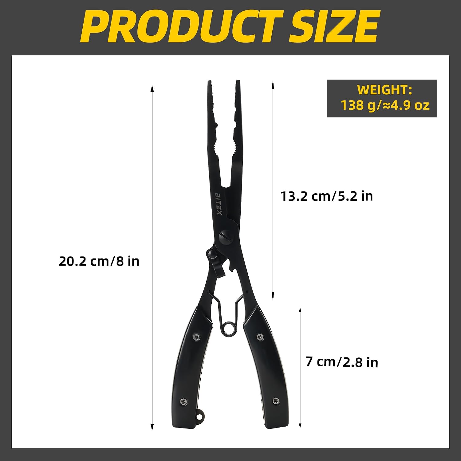 BiteX Saltwater Long Nose Fishing Pliers with Braid Cutter & Hook Remover | Titanium-Coated Stainless Steel, Extended Reach, Better Control, Deep-Set Hook Remover, One-Hand Operation, Lanyard & Sheath - Image 5