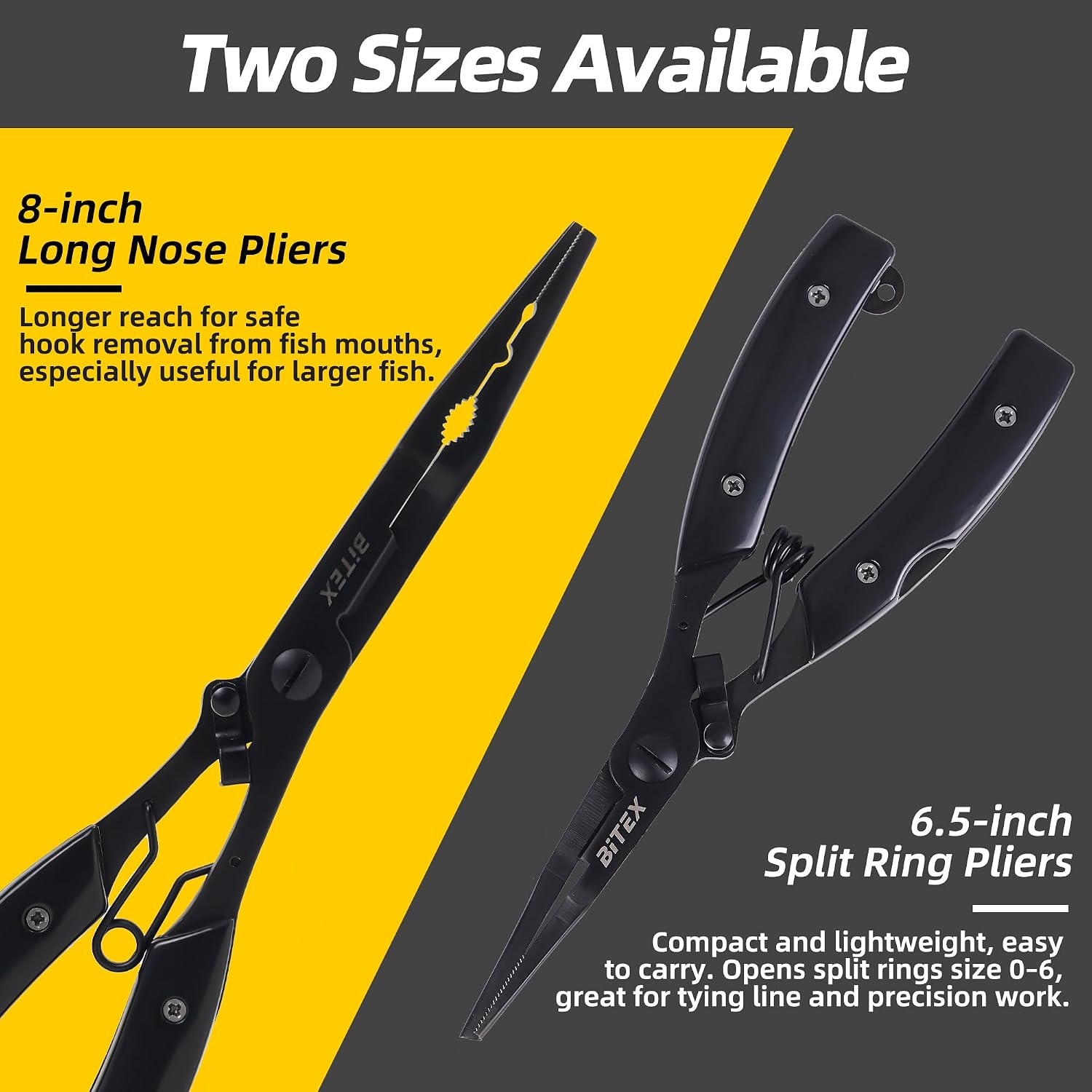 BiteX Saltwater Long Nose Fishing Pliers with Braid Cutter & Hook Remover | Titanium-Coated Stainless Steel, Extended Reach, Better Control, Deep-Set Hook Remover, One-Hand Operation, Lanyard & Sheath - Image 7